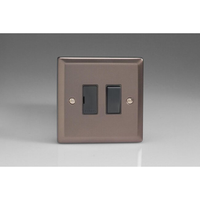 Varilight Classic 13A Switched Fused Spur  Black Pewter Black Inserts
