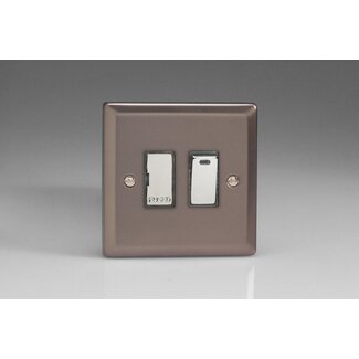 Varilight Classic 13A Switched Fused Spur + Neon with Metal Inserts Decorative Pewter Chrome Inserts