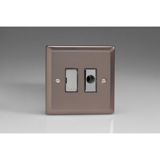 Varilight Classic 13A Unswitched Fused Spur + Flex Outlet with Metal Inserts Decorative Pewter Chrome Inserts