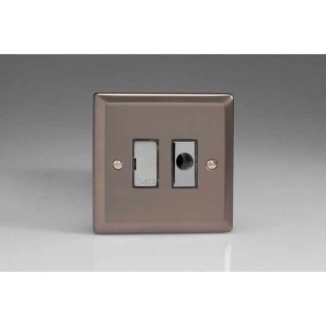 Varilight Classic 13A Unswitched Fused Spur + Flex Outlet with Metal Inserts Decorative Pewter Chrome Inserts