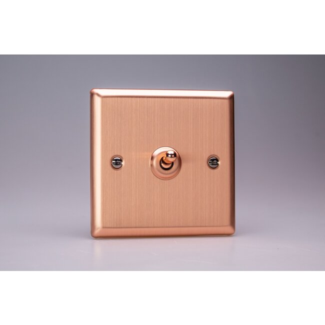 Varilight Urban 1-Gang 10A 1- or 2-Way Toggle Switch Decorative Brushed Copper Copper Toggle