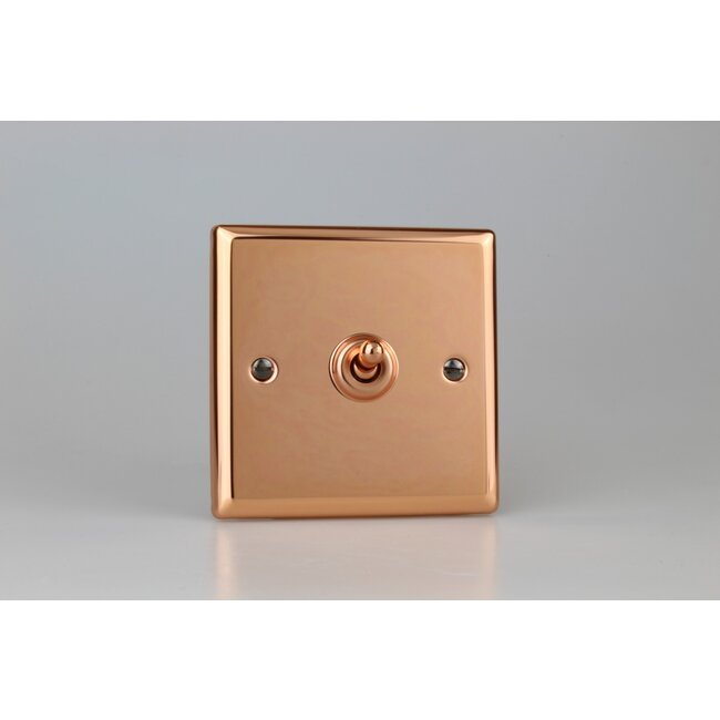 Varilight Urban 1-Gang 10A 1- or 2-Way Toggle Switch Decorative Polished Copper Copper Toggle