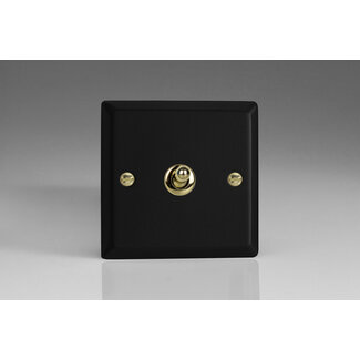 Varilight Vogue 1-Gang 10A 1- or 2-Way Toggle Switch Decorative Matt Black Polished Brass