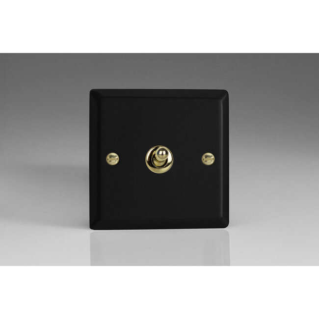 Varilight Vogue 1-Gang 10A 1- or 2-Way Toggle Switch Decorative Matt Black Polished Brass