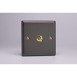 Varilight Vogue 1-Gang 10A 1- or 2-Way Toggle Switch Brass Slate Brass