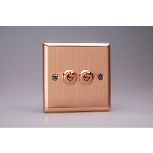 Varilight Urban 2-Gang 10A 1- or 2-Way Toggle Switch Decorative Brushed Copper Copper Toggles Varilight Urban 2-Gang 10A 1- or 2-Way Toggle Switch Decorative Brushed Copper Copper Toggles