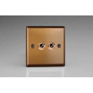 Varilight Urban 2-Gang 10A 1- or 2-Way Toggle Switch Decorative Brushed Bronze Iridium Toggles