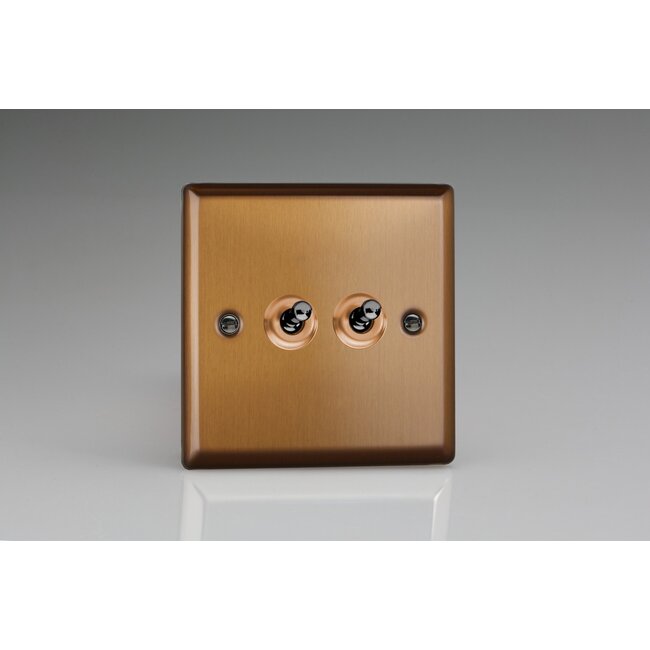 Varilight Urban 2-Gang 10A 1- or 2-Way Toggle Switch Decorative Brushed Bronze Iridium Toggles