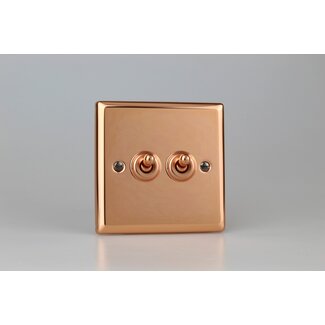 Varilight Urban 2-Gang 10A 1- or 2-Way Toggle Switch Decorative Polished Copper Copper Toggles
