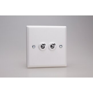 Varilight Urban 2-Gang 10A 1- or 2-Way Toggle Switch Chrome Chalk White Chrome