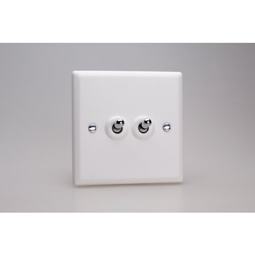 Varilight Urban 2-Gang 10A 1- or 2-Way Toggle Switch Chrome Chalk White Chrome Varilight Urban 2-Gang 10A 1- or 2-Way Toggle Switch Chrome Chalk White Chrome