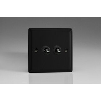 Varilight Urban 2-Gang 10A 1- or 2-Way Toggle Switch Decorative Matt Black Iridium Toggles