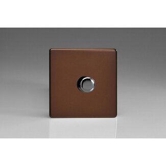 Varilight Screwless 1-Gang 2-Way Push-On/Off Rotary Dimmer 1 x 60-400W V-Dim Mocha Iridium Knob