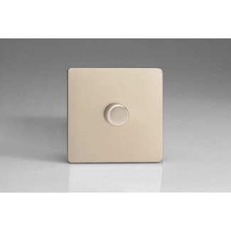 Varilight Screwless 1-Gang 2-Way Push-On/Off Rotary Dimmer 1 x 60-400W V-Dim Satin Satin Chrome Knob