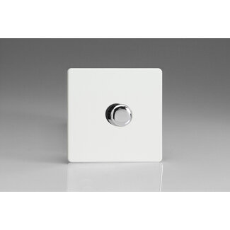 Varilight Screwless 1-Gang 2-Way Push-On/Off Rotary Dimmer 1 x 60-400W V-Dim Premium White Chrome Knob