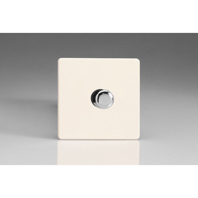 Varilight Screwless 1-Gang 2-Way Push-On/Off Rotary Dimmer 1 x 60-400W V-Dim Primed Chrome Knob