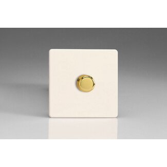 Varilight Screwless 1-Gang 2-Way Push-On/Off Rotary Dimmer 1 x 60-400W V-Dim Primed Brass Knob