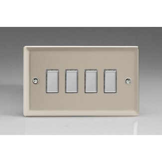 Varilight Classic 4-Gang Tactile Touch Control Dimming Supplementary Controller for use with Multi-Point (formerly Eclique2) Master on 2-Way Circuits (Twin Plate) V-Pro Multi-Point (formerly Eclique2) Satin Chrome Buttons