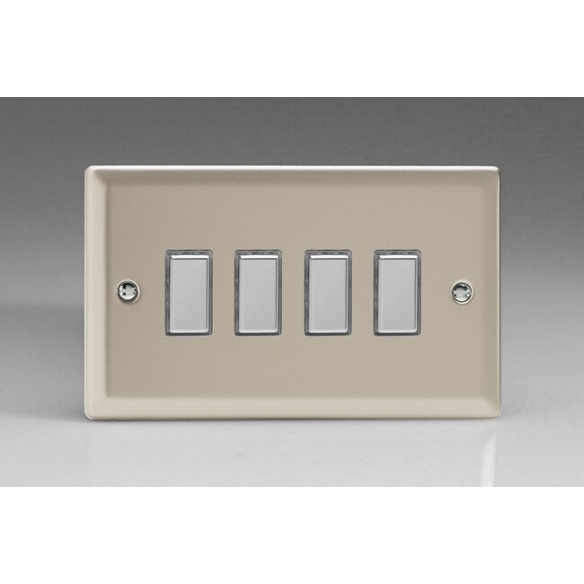 Varilight Classic 4-Gang Tactile Touch Control Dimming Supplementary Controller for use with Multi-Point (formerly Eclique2) Master on 2-Way Circuits (Twin Plate) V-Pro Multi-Point (formerly Eclique2) Satin Chrome Buttons
