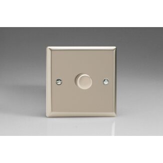 Varilight Classic 1-Gang 2-Way Push-On/Off Rotary LED Dimmer 1 x 0-120W (1-10 LEDs) V-Pro Satin Satin Chrome Knob