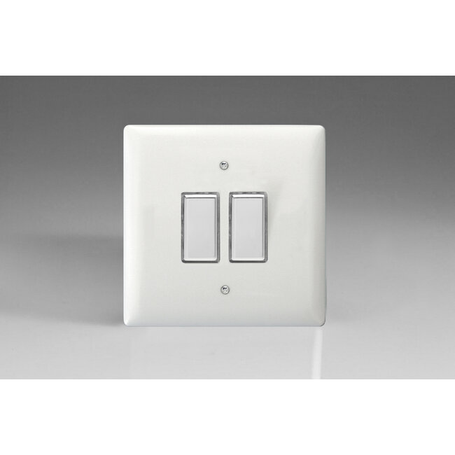 Varilight Value 2-Gang Multi-Way Touch Master LED Dimmer 2 x 0-100W (1-10 LEDs) V-Pro Multi-Point Polar White Polished Chrome