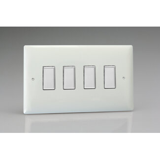 Varilight Value 4-Gang Multi-Way Touch Master LED Dimmer 4 x 0-100W (1-10 LEDs) (Twin Plate) V-Pro Multi-Point Polar White Polished Chrome