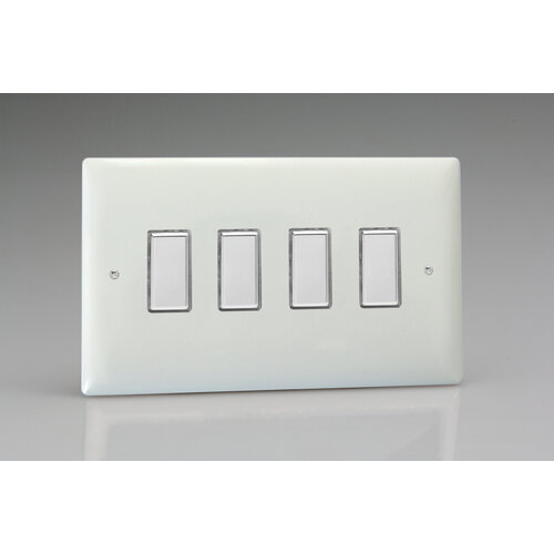 Varilight Value 4-Gang Multi-Way Touch Master LED Dimmer 4 x 0-100W (1-10 LEDs) (Twin Plate) V-Pro Multi-Point Polar White Polished Chrome Varilight Value 4-Gang Multi-Way Touch Master LED Dimmer 4 x 0-100W (1-10 LEDs) (Twin Plate) V-Pro Multi-Point Polar White Polished Chrome