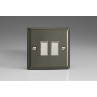 Varilight Classic 2-Gang Tactile Touch Control Dimming Supplementary Controller for use with Multi-Point (formerly Eclique2) Master on 2-Way Circuits V-Pro Multi-Point (formerly Eclique2) Graphite 21 Chrome Buttons