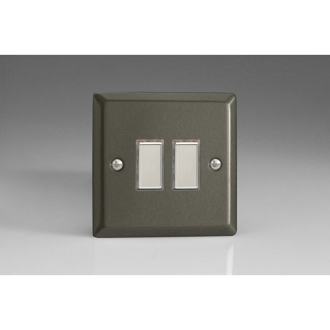 Varilight Classic 2-Gang Tactile Touch Control Dimming Supplementary Controller for use with Multi-Point (formerly Eclique2) Master on 2-Way Circuits V-Pro Multi-Point (formerly Eclique2) Graphite 21 Chrome Buttons