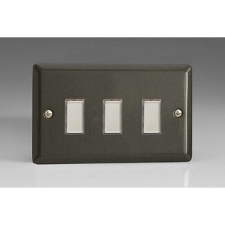 Varilight Classic 3-Gang Tactile Touch Control Dimming Supplementary Controller for use with Multi-Point (formerly Eclique2) Master on 2-Way Circuits (Twin Plate) V-Pro Multi-Point (formerly Eclique2) Graphite 21 Chrome Buttons