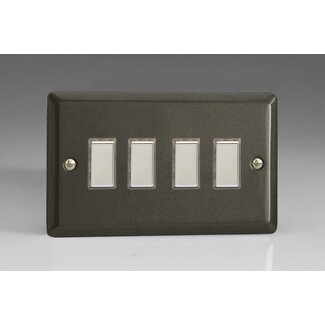 Varilight Classic 4-Gang Tactile Touch Control Dimming Supplementary Controller for use with Multi-Point (formerly Eclique2) Master on 2-Way Circuits (Twin Plate) V-Pro Multi-Point (formerly Eclique2) Graphite 21 Chrome Buttons