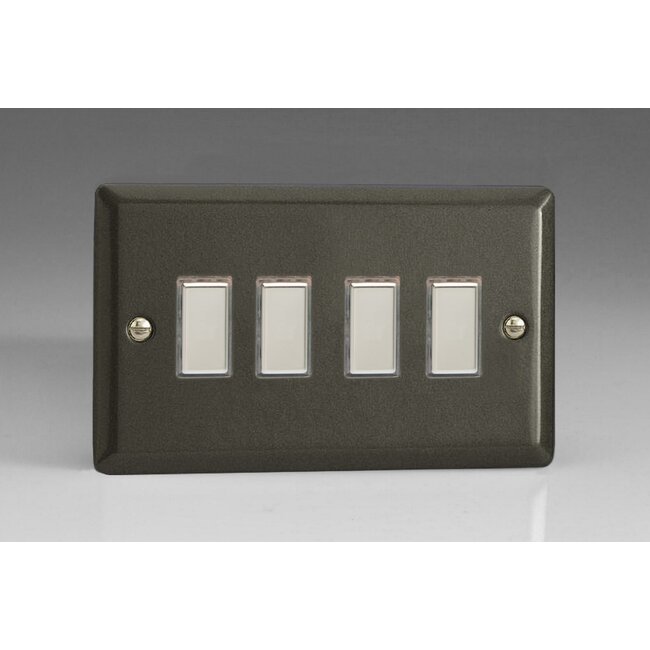 Varilight Classic 4-Gang Tactile Touch Control Dimming Supplementary Controller for use with Multi-Point (formerly Eclique2) Master on 2-Way Circuits (Twin Plate) V-Pro Multi-Point (formerly Eclique2) Graphite 21 Chrome Buttons