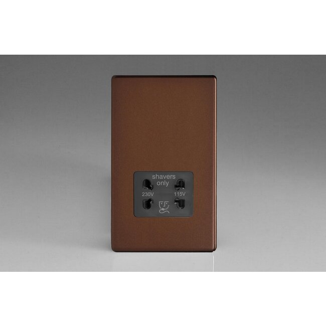 Varilight Screwless Dual Voltage Shaver Socket 230V/115V Black Mocha Black Insert