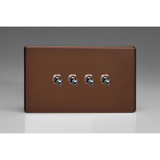 Varilight Screwless 4-Gang 10A 1- or 2-Way Toggle Switch (Twin Plate) Decorative Mocha Iridium Toggles