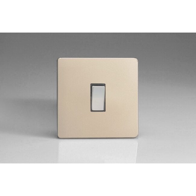 Varilight Screwless 1-Gang 20A Double Pole Rocker Switch Decorative Satin Chrome Rocker