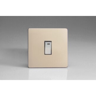 Varilight Screwless 1-Gang 20A Double Pole Rocker Switch + Neon Indicator Light Decorative Satin Chrome Rocker