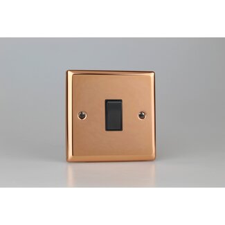 Varilight Urban 1-Gang 10A 1- or 2-Way Rocker Switch Black Polished Copper Black Rocker