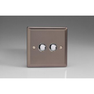 Varilight Classic 2-Gang 6A 1-Way Push-to-Make Momentary Switch Decorative Pewter Chrome Buttons