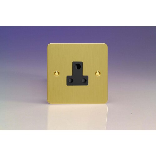 Varilight Ultraflat 1-Gang 5A Round Pin Socket Black Brushed Brass Black Insert Varilight Ultraflat 1-Gang 5A Round Pin Socket Black Brushed Brass Black Insert