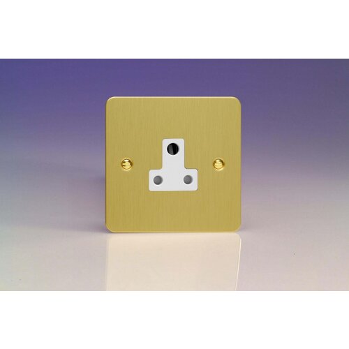 Varilight Ultraflat 1-Gang 5A Round Pin Socket White Brushed Brass White Insert Varilight Ultraflat 1-Gang 5A Round Pin Socket White Brushed Brass White Insert
