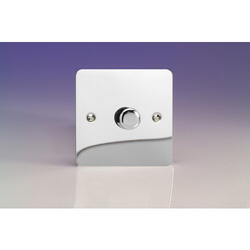 Varilight Ultraflat 1-Gang 2-Way Push-On/Off Rotary Dimmer 1 x 60-400W V-Dim Polished Chrome Chrome Knob Varilight Ultraflat 1-Gang 2-Way Push-On/Off Rotary Dimmer 1 x 60-400W V-Dim Polished Chrome Chrome Knob