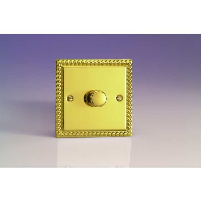 Varilight Classic 1-Gang 2-Way Push-On/Off Rotary Dimmer 1 x 60-400W V-Dim Georgian Brass Brass Knob