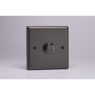 Varilight Classic 1-Gang 2-Way Push-On/Off Rotary LED Dimmer 1 x 0-120W (1-10 LEDs) V-Pro Graphite 21 Chrome Knob