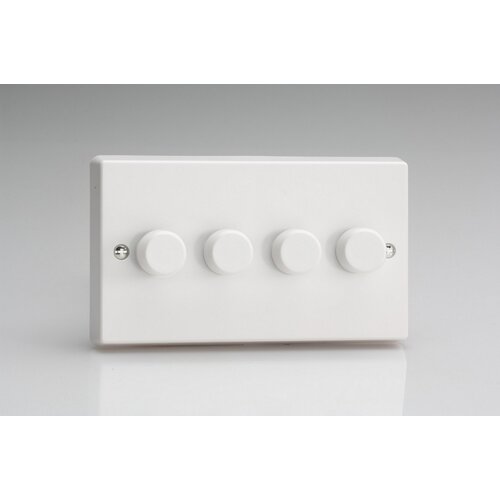 Varilight White 4-Gang V-Pro Smart Master Non-WiFi Dimmer 4 x 100W LED (Multi-Way with up to 2 Supplementary Controllers) V-Pro Smart White Plastic White Knobs Varilight White 4-Gang V-Pro Smart Master Non-WiFi Dimmer 4 x 100W LED (Multi-Way with up to 2 Supplementary Controllers) V-Pro Smart White Plastic White Knobs