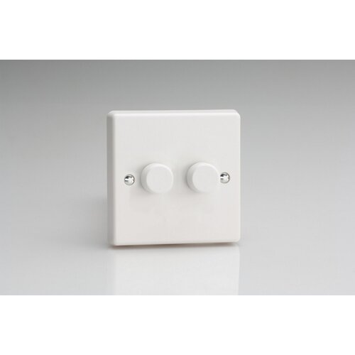Varilight White 2-Gang V-Pro Smart Master Non-WiFi Dimmer 2 x 100W LED (Multi-Way with up to 2 Supplementary Controllers) V-Pro Smart White Plastic White Knob Varilight White 2-Gang V-Pro Smart Master Non-WiFi Dimmer 2 x 100W LED (Multi-Way with up to 2 Supplementary Controllers) V-Pro Smart White Plastic White Knob