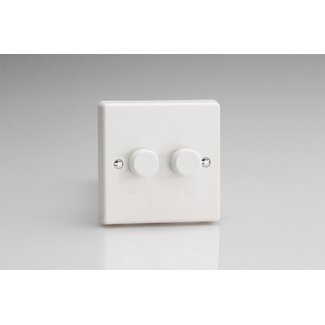 Varilight White 2-Gang V-Pro Smart Supplementary Controller (Enabling Multi-Way Dimming with a V-Pro Smart Master for up to 3 positions) V-Pro Smart White Plastic White Knob