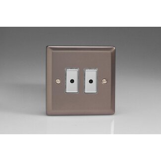 Varilight Classic 2-Gang 1-Way V-Pro Multi-Point Remote/Tactile Touch Control Master LED Dimmer 2 x 0-100W (1-10 LEDs) V-Pro Multi-Point Remote (formerly Eclique2) Pewter Chrome Buttons