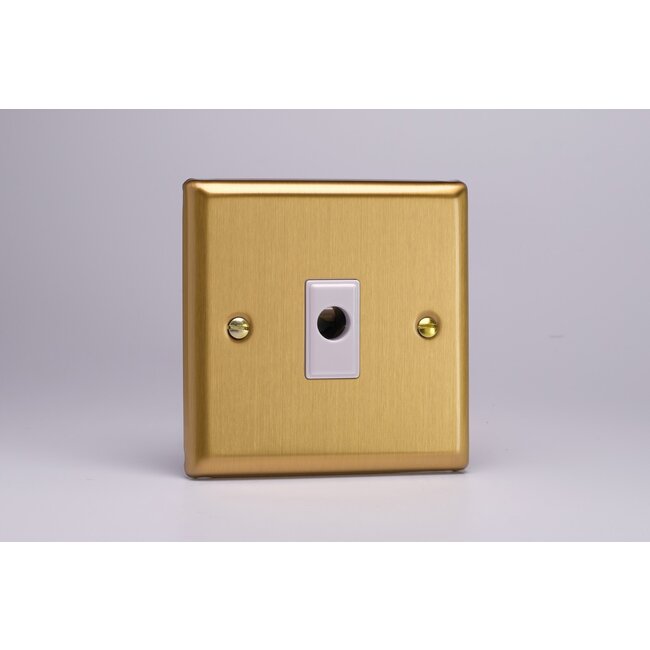 Varilight Classic 16A Flex Outlet Plate White Brushed Brass White Insert