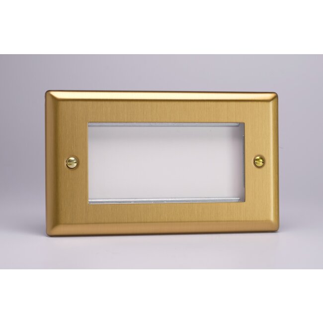 Varilight Classic DataGrid Twin Plate (4 Grid Spaces)  Brushed Brass