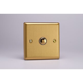 Varilight Classic 1-Gang 6A 1- or 2-Way Push-On/Off Impulse Switch Decorative Brushed Brass Brass Button